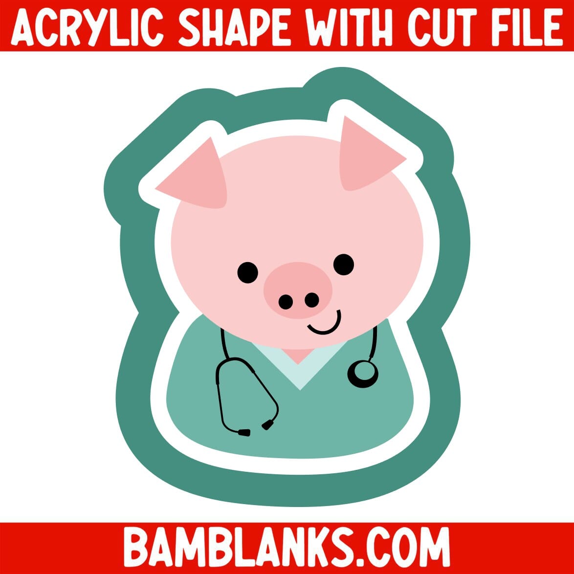 Pig in Scrubs - Acrylic Shape #2302