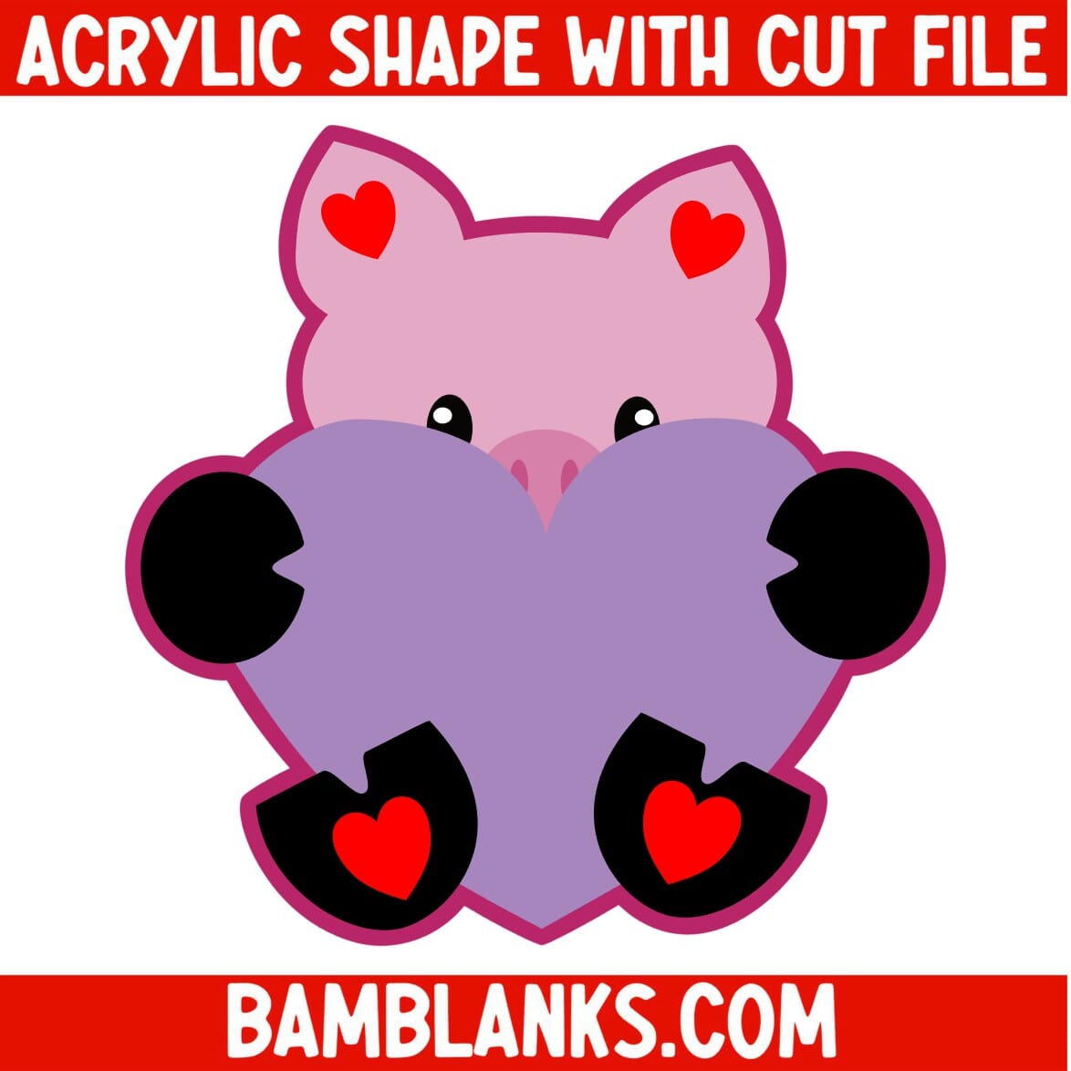 Piggie with Heart - Acrylic Shape #1117