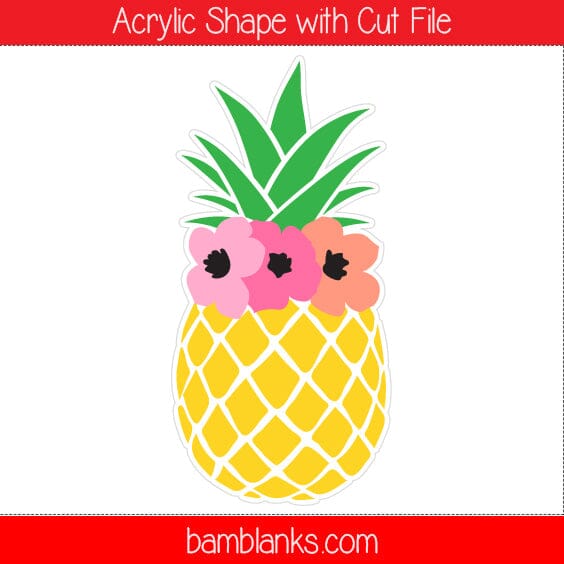 Pineapple with Flowers - Acrylic Shape #737