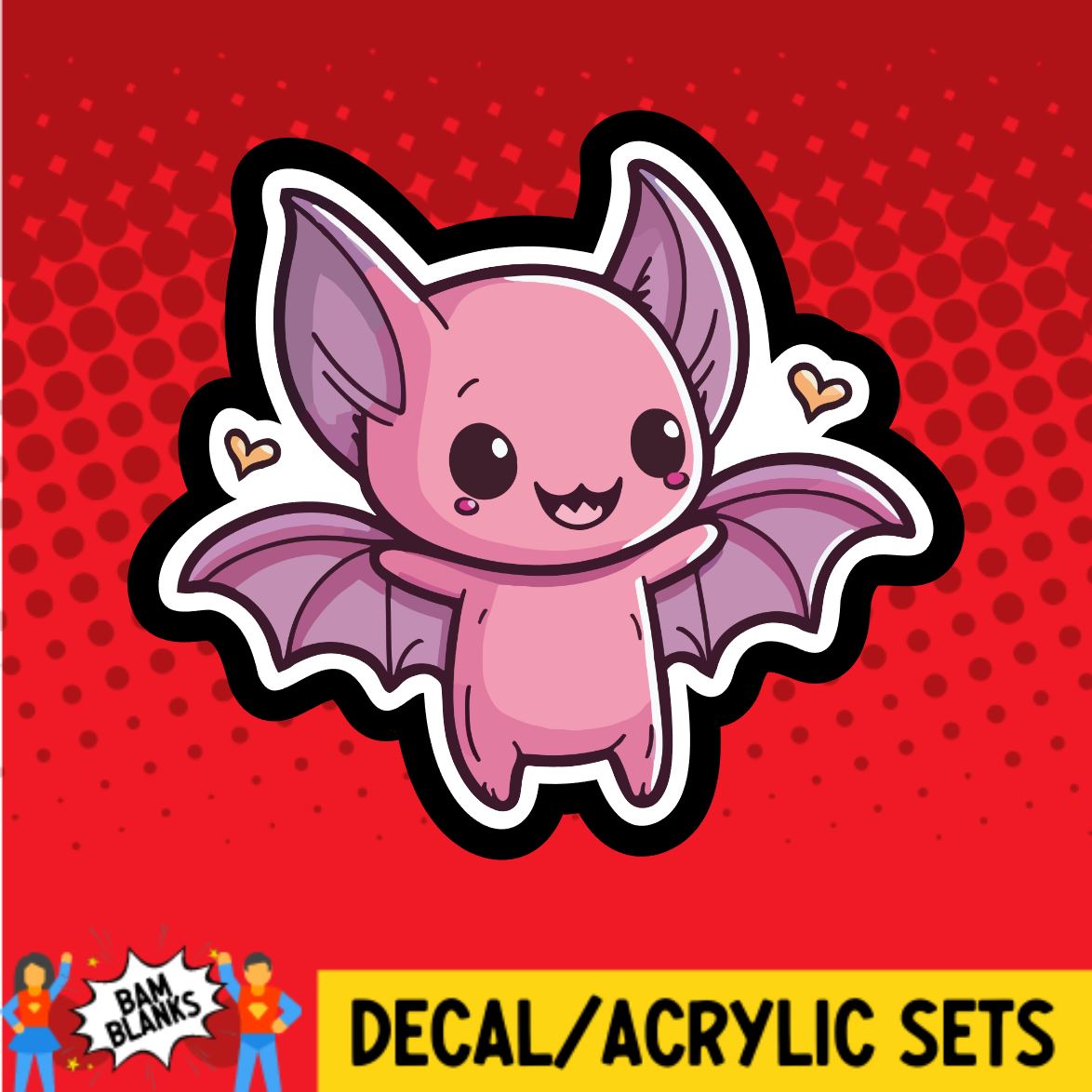Pink and Purple Bat - DECAL AND ACRYLIC SHAPE #DA01286 – BAM Blanks and ...