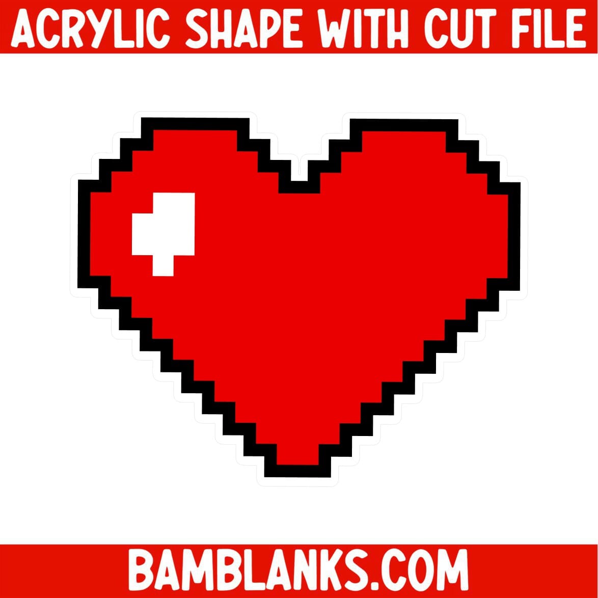 Pixelated Heart - Acrylic Shape #1050
