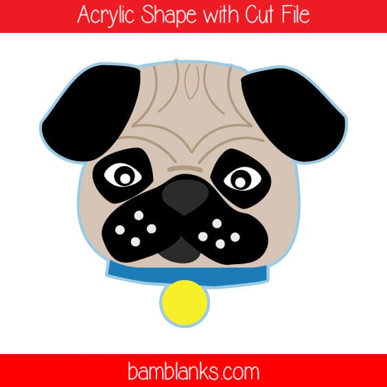 Pug Face - Acrylic Shape #973