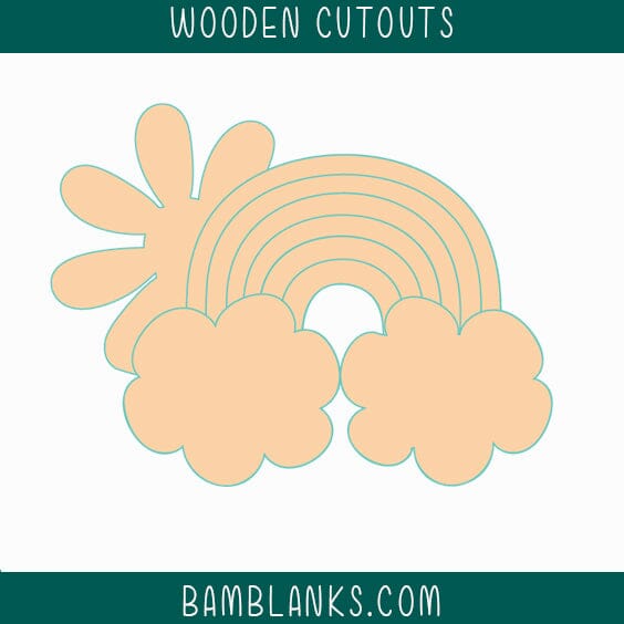 Rainbow Cloud Sun Wood Blank #W017