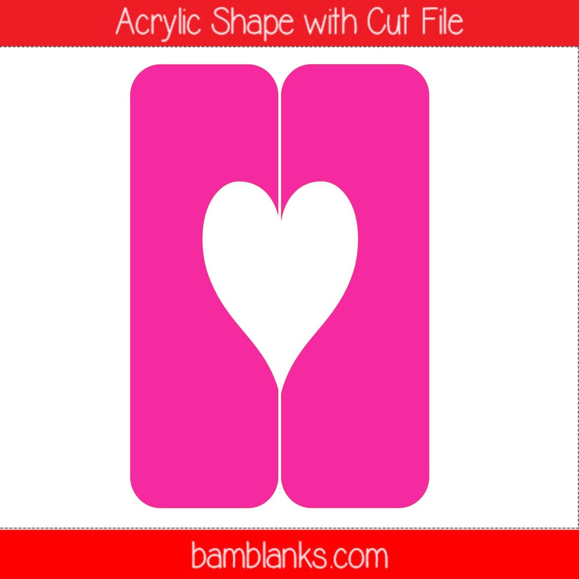 Rectangle Heart Cutout Keychain - Acrylic Shape #1263