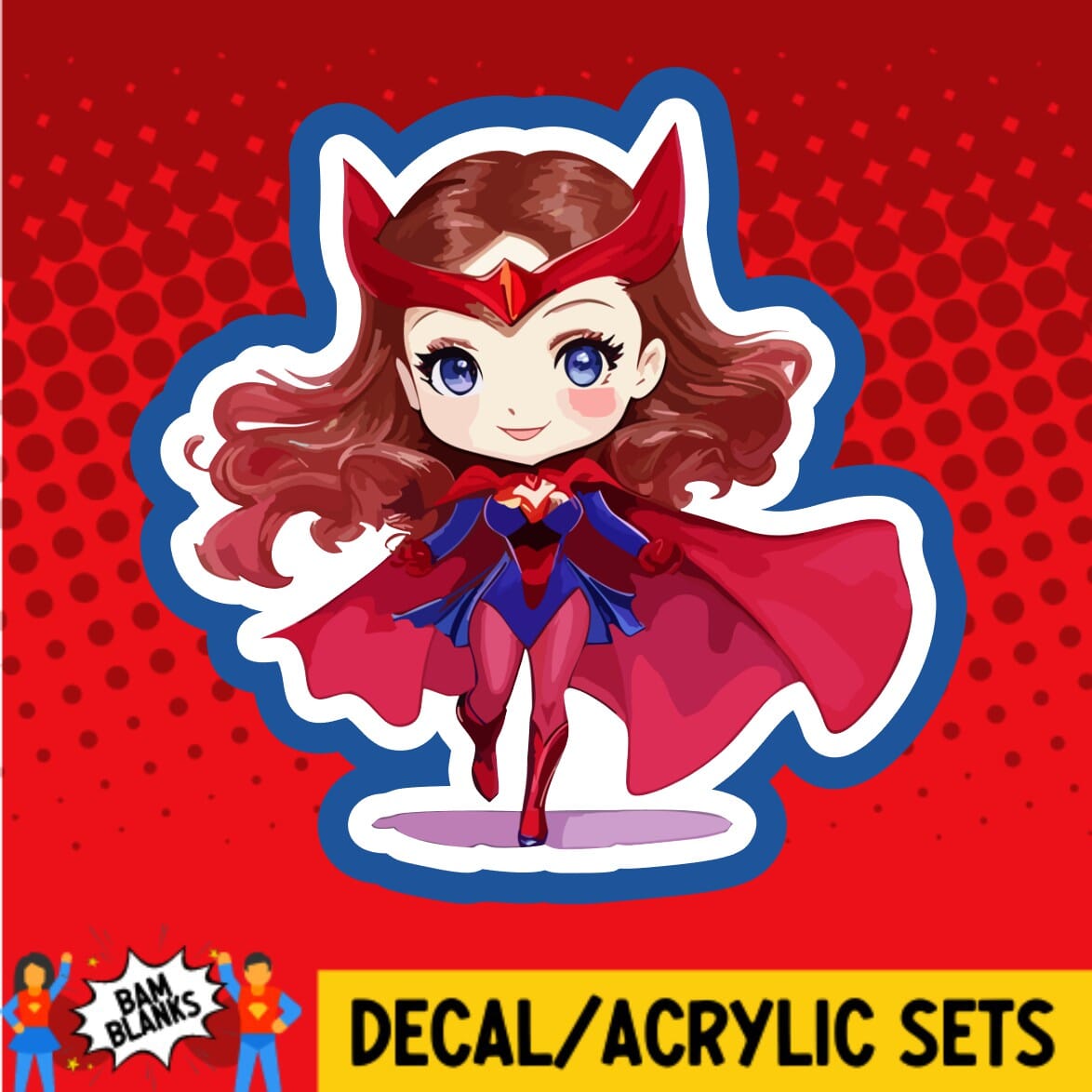 Red Witch Superhero - DECAL AND ACRYLIC SHAPE #DA01426 – BAM Blanks and ...