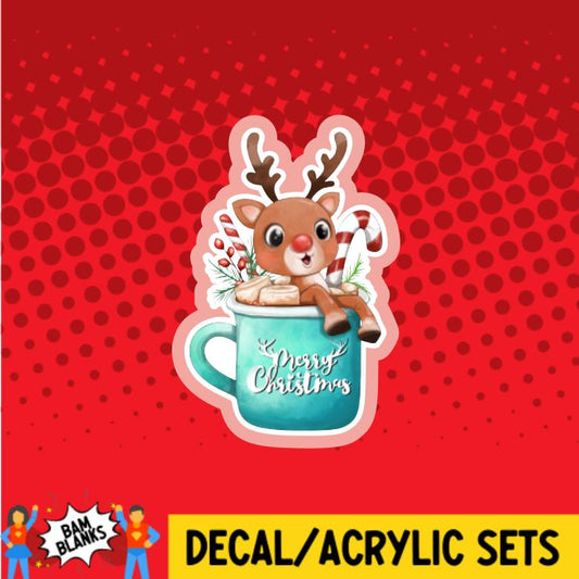 Reindeer Christmas Mug - DECAL AND ACRYLIC SHAPE #DA0475