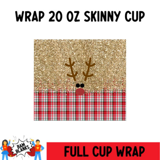 Reindeer Plaid - 20 oz Skinny Cup Wrap - CW0046