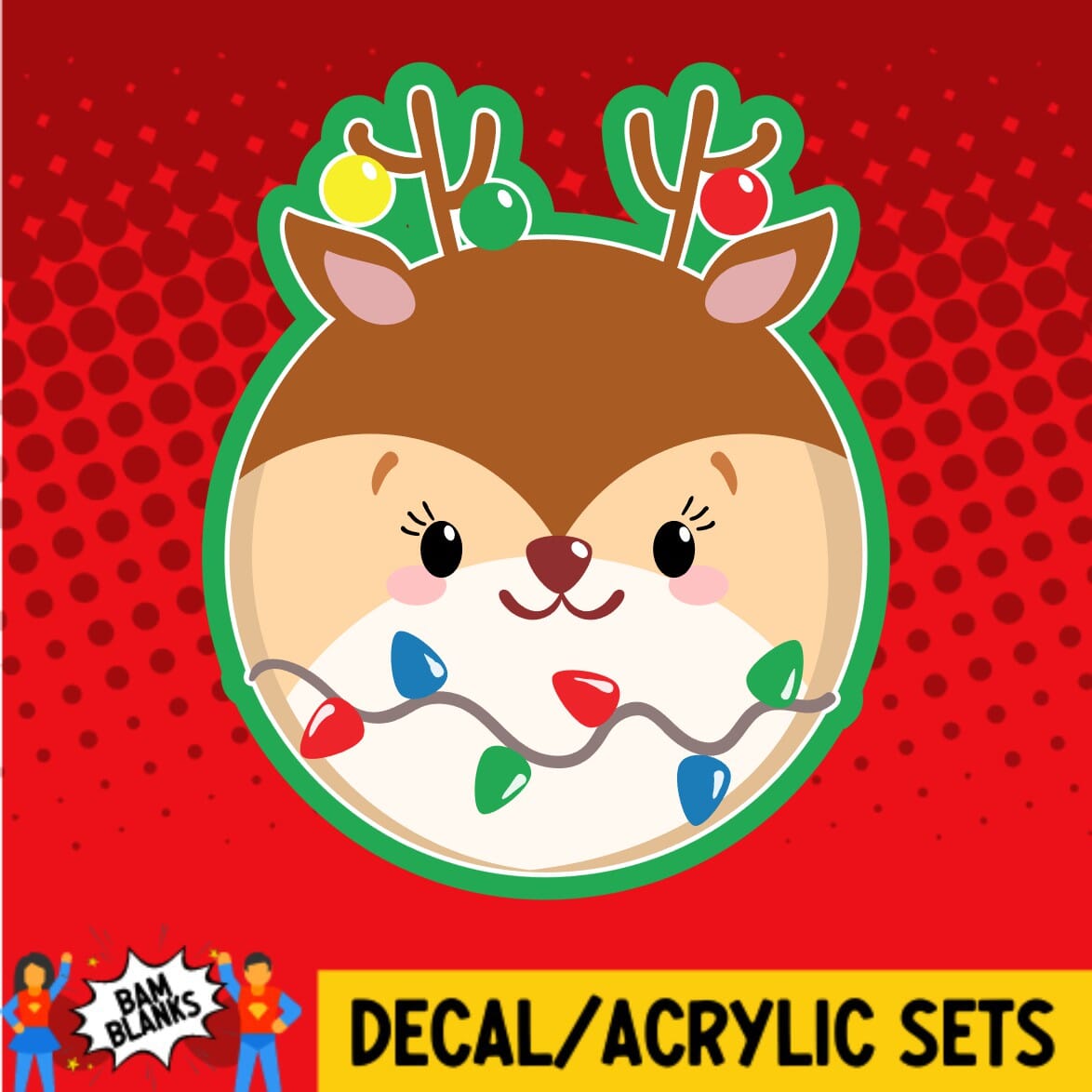 Reindeer Round - DECAL AND ACRYLIC SHAPE #DA01272