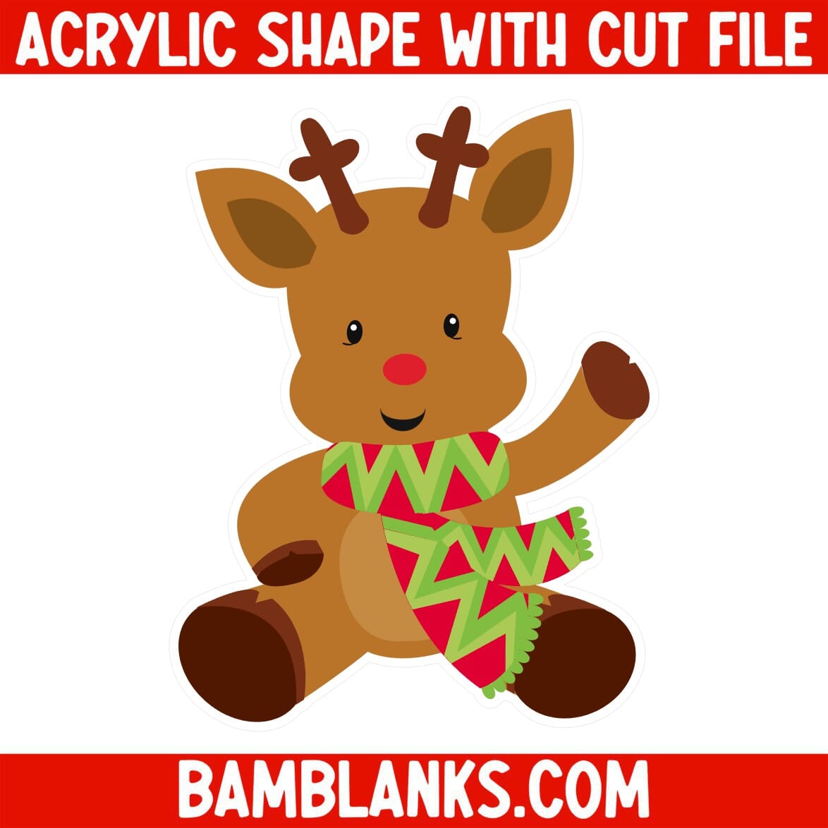 Reindeer Waving - Acrylic Shape #555