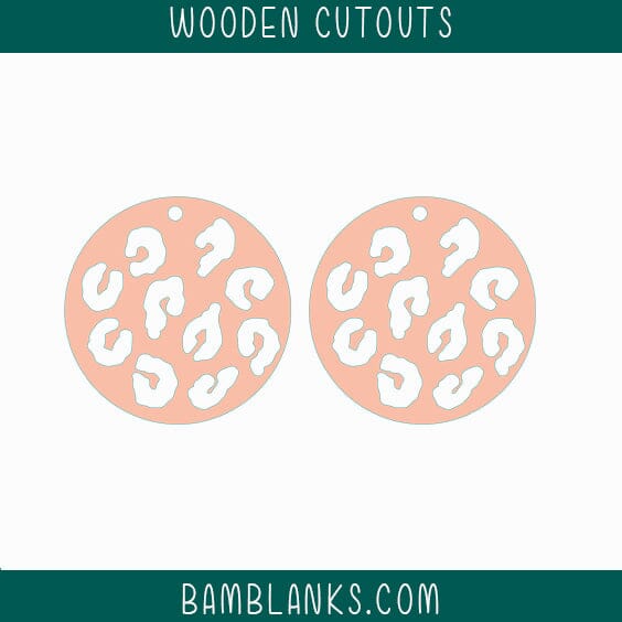 Round Cheetah Earrings Wood Blanks #W049