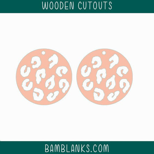 Round Cheetah Earrings Wood Blanks #W049
