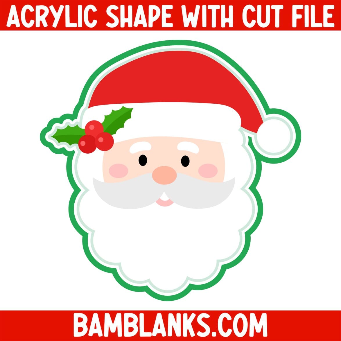 Santa Claus with Holly - Acrylic Shape #2484