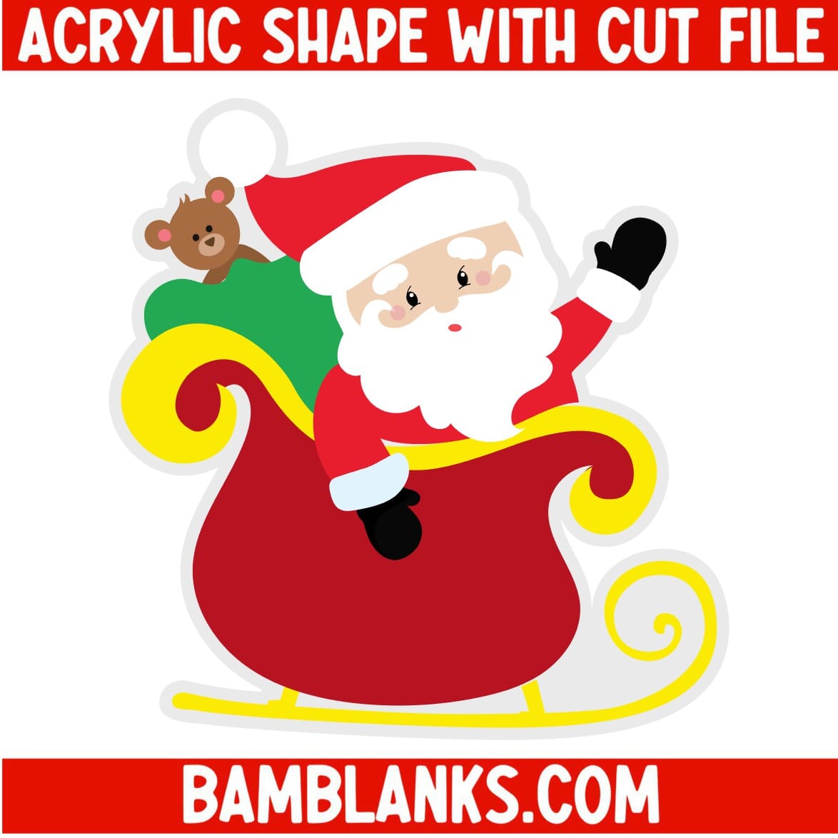 Santa in Sleigh - Acrylic Shape #550