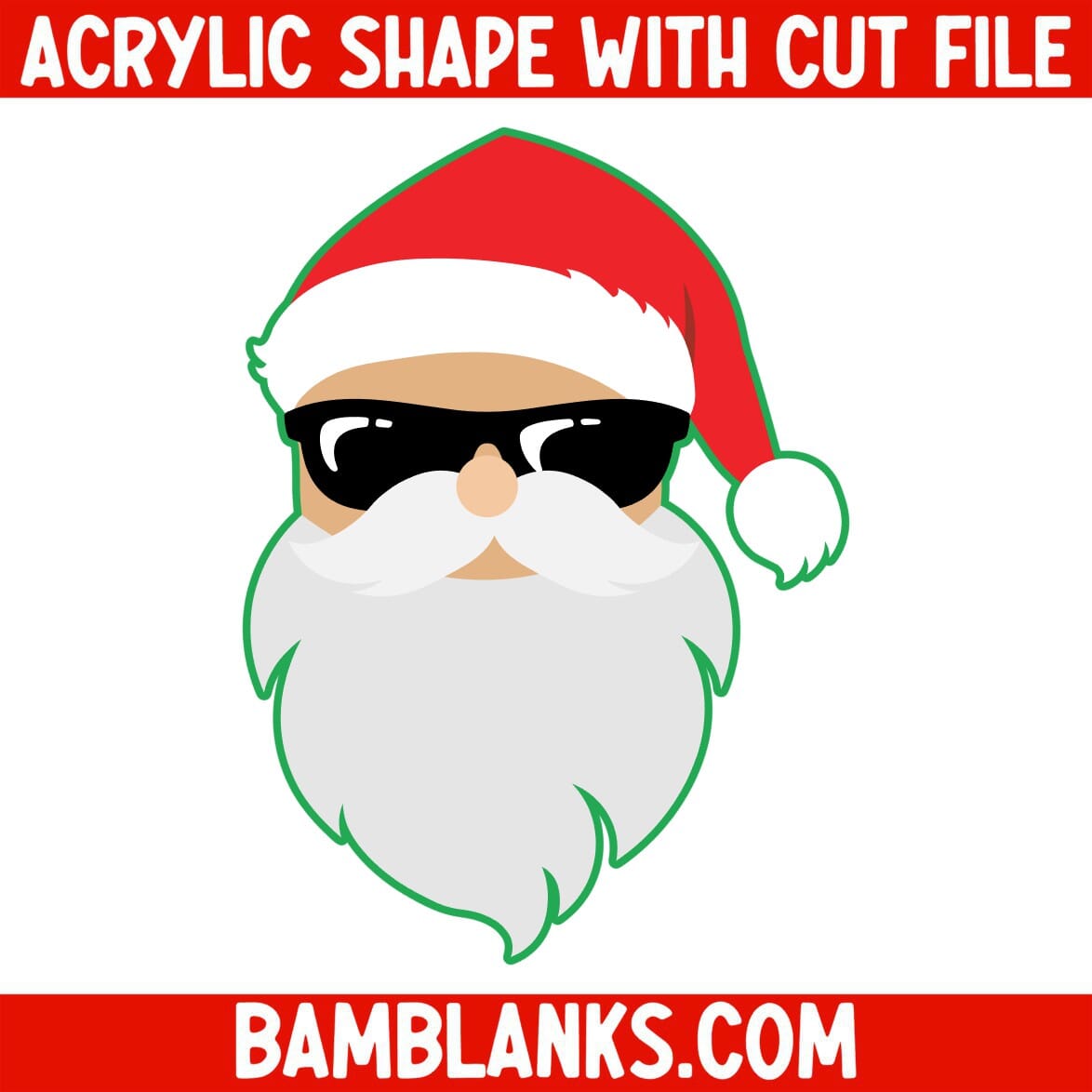 Santa in Sunglasses - Acrylic Shape #1101
