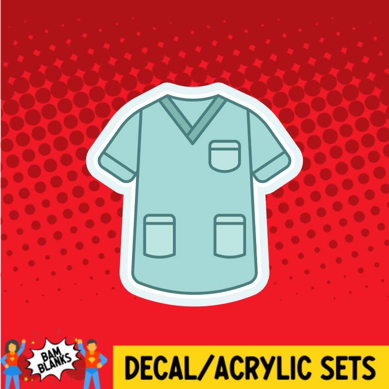 Scrub Top 3 - DECAL AND ACRYLIC SHAPE #DA0914