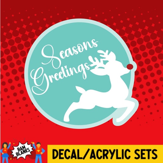 Seasons Greetings Reindeer - DECAL AND ACRYLIC SHAPE #DA0450