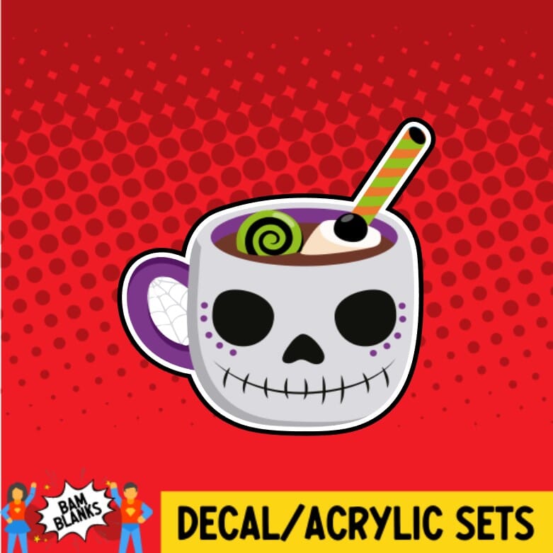 Skeleton Halloween Mug - DECAL AND ACRYLIC SHAPE #DA0308