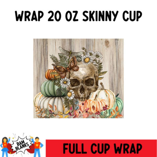 Skull and Pumpkins - 20 oz Skinny Cup Wrap - CW0027