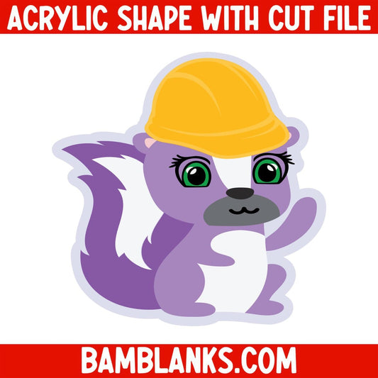 Skunk wearing Hard Hat - Acrylic Shape #2194