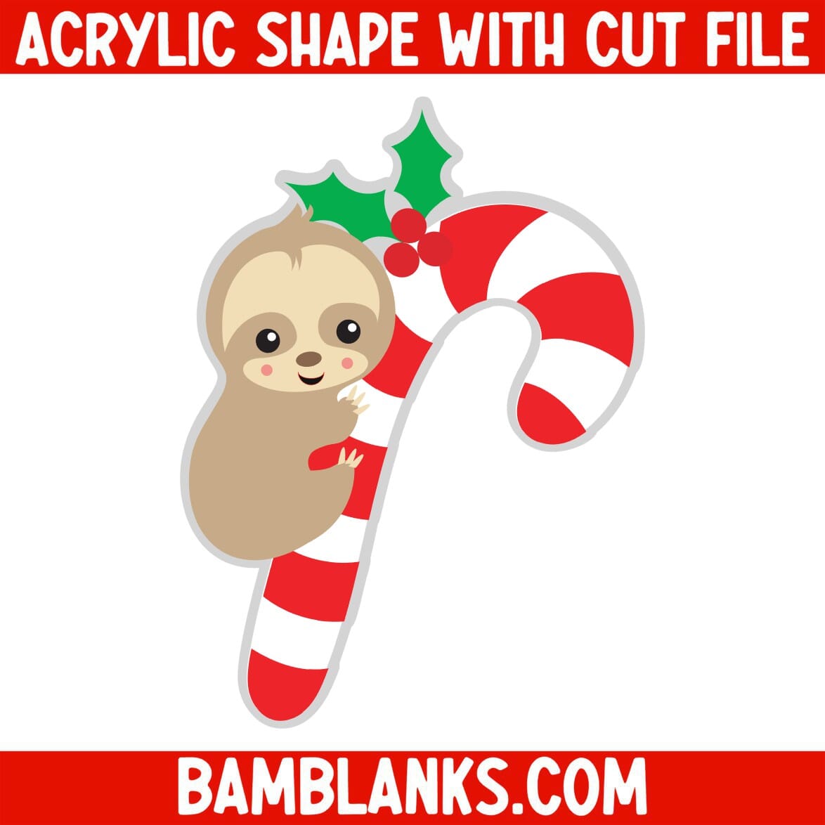 Sloth on Candy Cane - Acrylic Shape #534