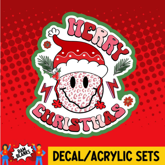 Smiley Face Merry Christmas - DECAL AND ACRYLIC SHAPE #DA01282
