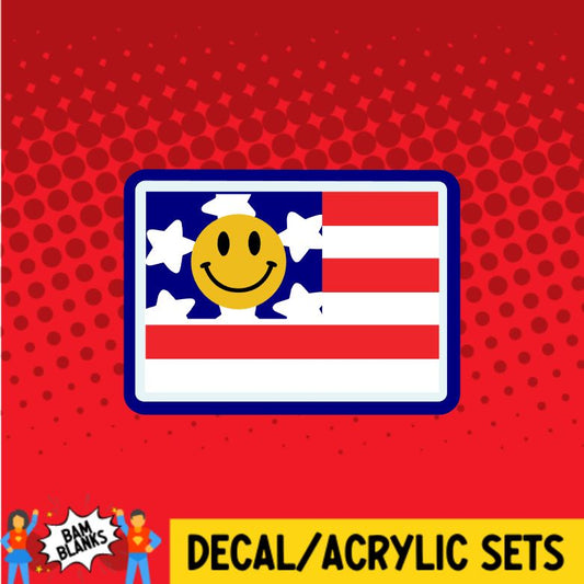 Smiley US Flag - DECAL AND ACRYLIC SHAPE #DA0988