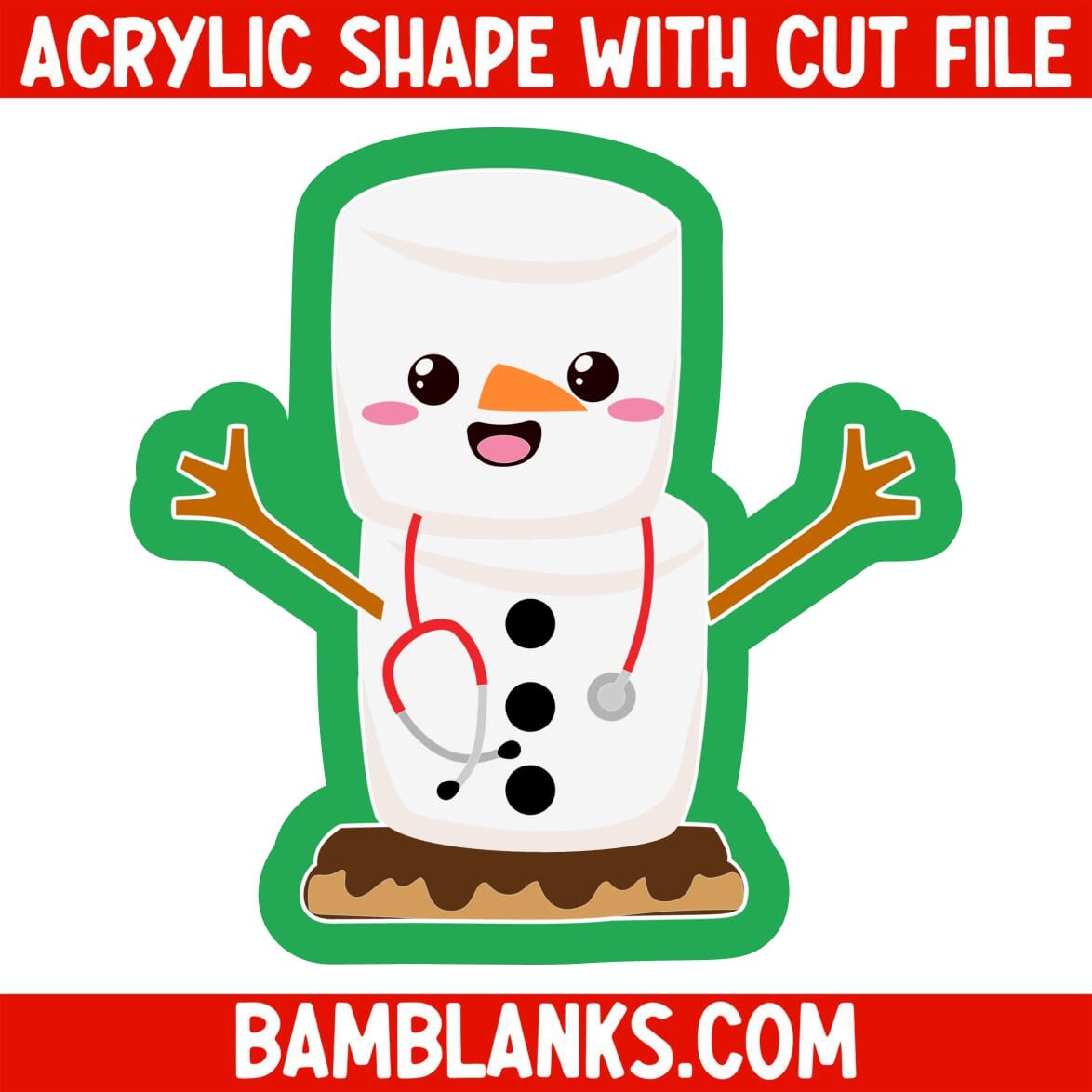 Smore Snowman with Stethoscope - Acrylic Shape #2441