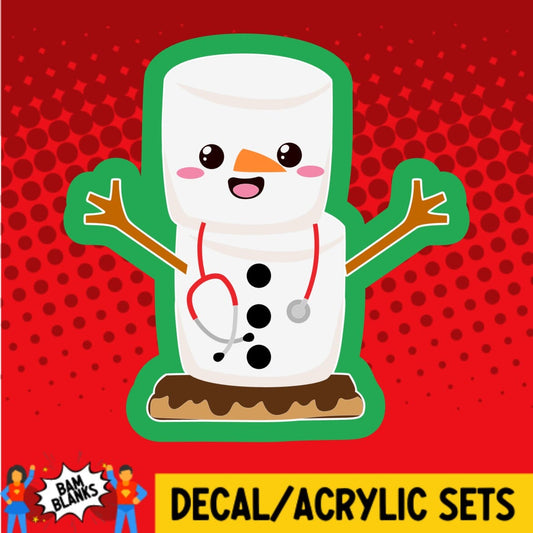 Smore Snowman with Stethoscope - DECAL AND ACRYLIC SHAPE #DA01266
