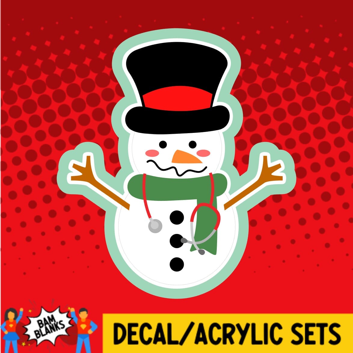 Snowman with Stethoscope - DECAL AND ACRYLIC SHAPE #DA01267