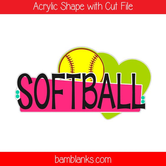 Softball Love 2 - Acrylic Shape #594