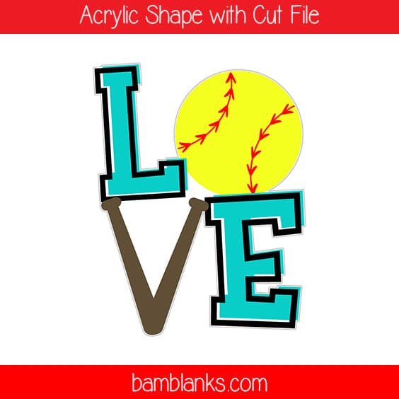 Softball Love - Acrylic Shape #595
