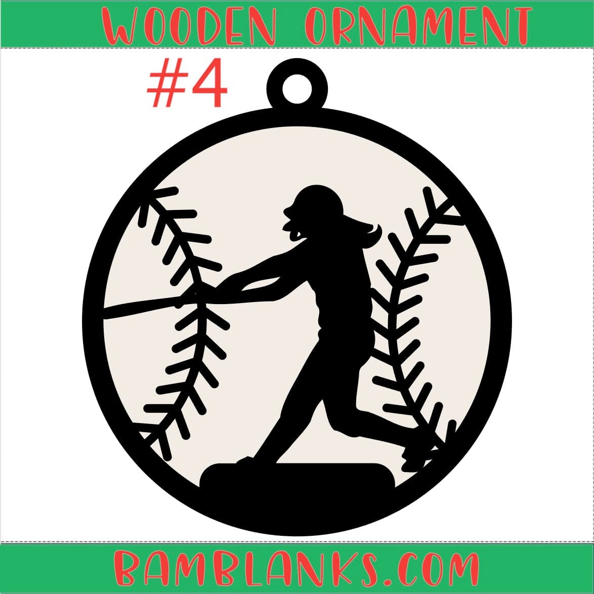 Softball - Wood Ornament #W168