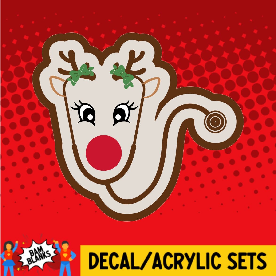 Stethoscope Reindeer - DECAL AND ACRYLIC SHAPE #DA01268