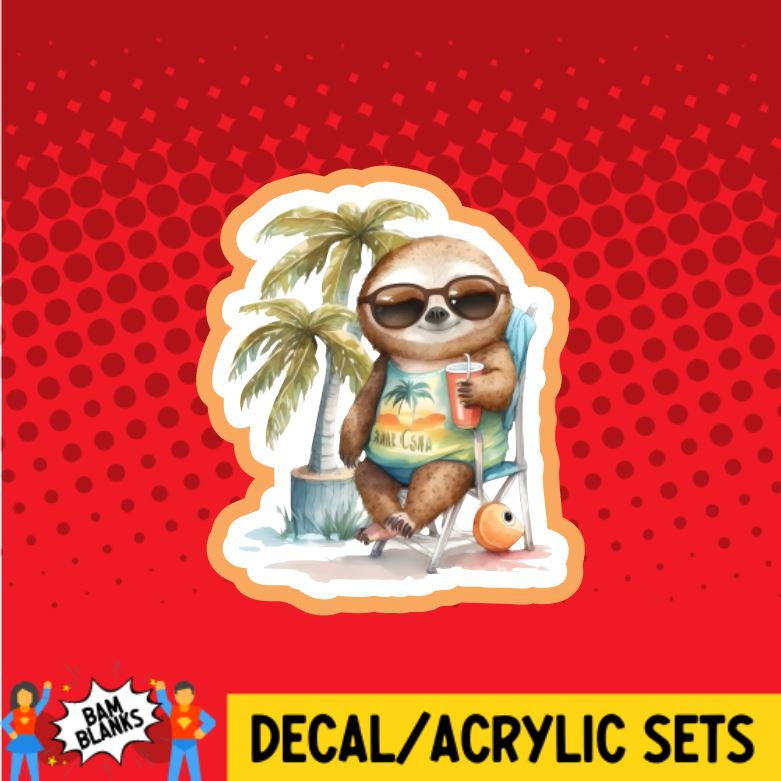 Summer Sloth - DECAL AND ACRYLIC SHAPE #DA0905