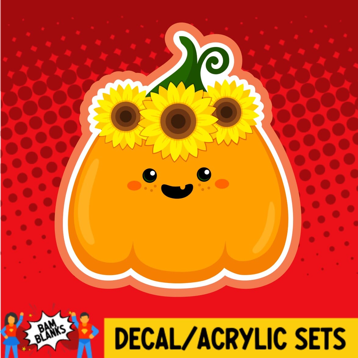 Sunflower Jack O Lantern - DECAL AND ACRYLIC SHAPE #DA01318
