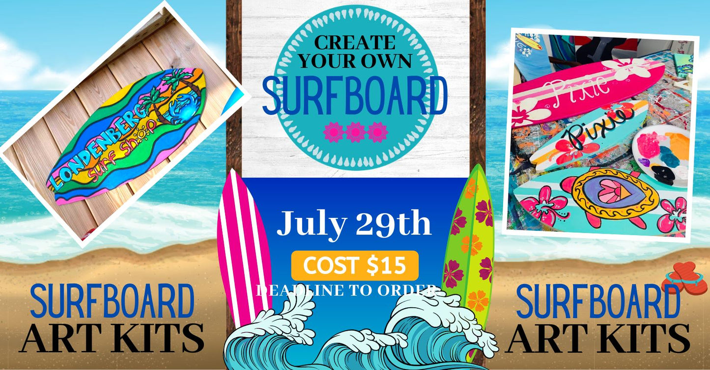 Surfboard Virtual Paint Party Kit