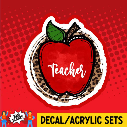 Teacher Apple Leopard - DECAL AND ACRYLIC SHAPE #DA0176