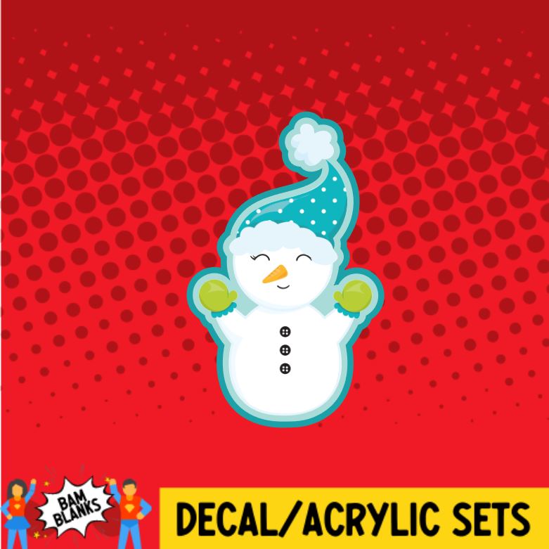 Teal Snowman - DECAL AND ACRYLIC SHAPE #DA0602