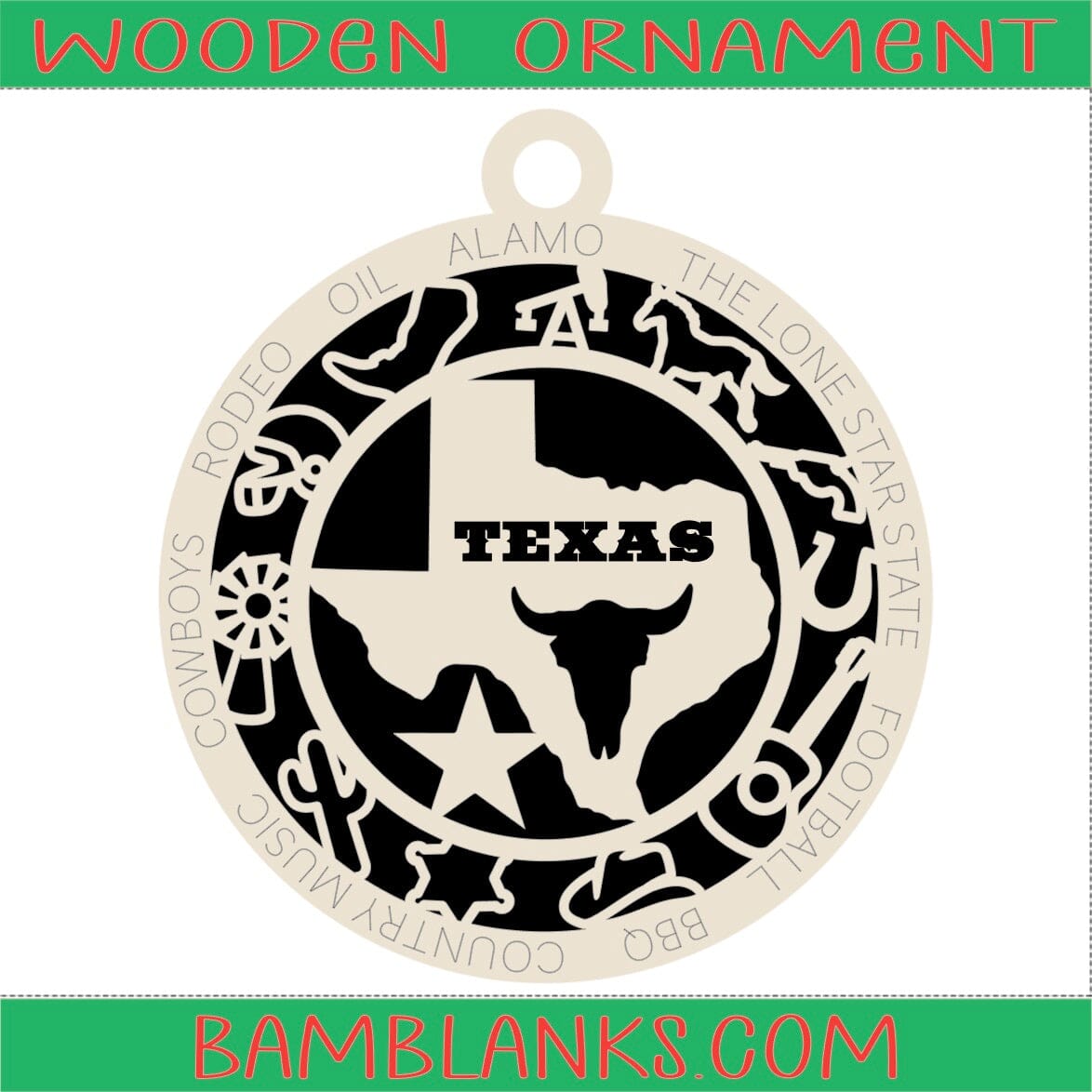 Texas - Wood Ornament #W094