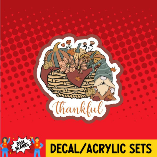 Thankful Gnome Basket - DECAL AND ACRYLIC SHAPE #DA01209