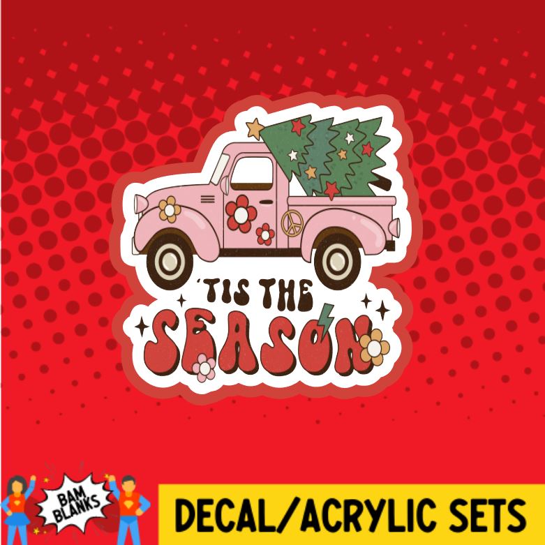 Tis the Season Pink Truck - DECAL AND ACRYLIC SHAPE #DA0326