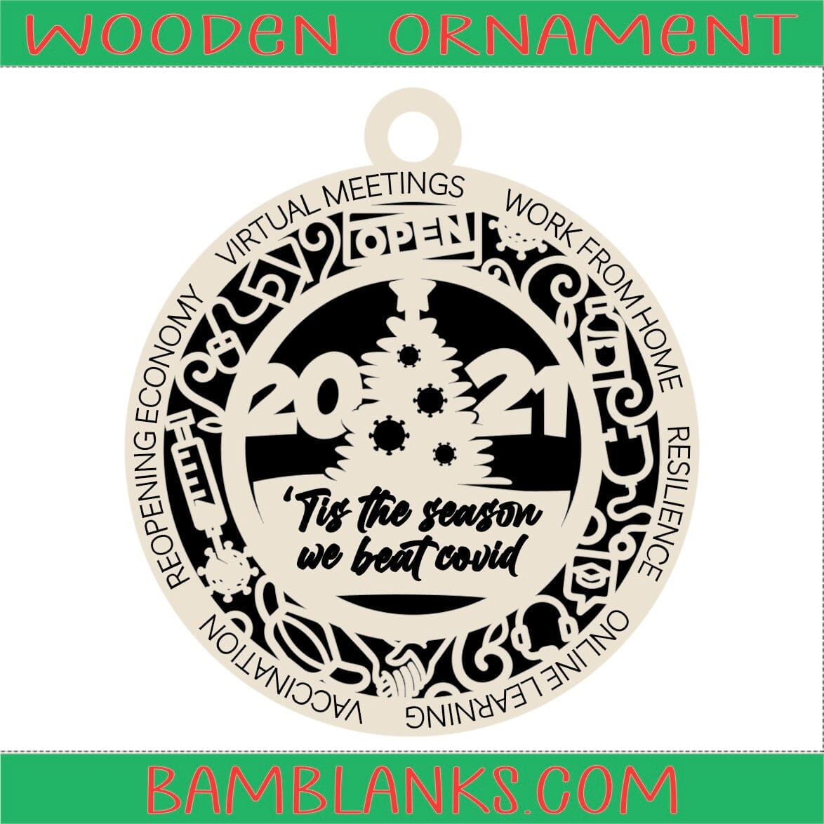 Tis the Season - Wood Ornament #W148