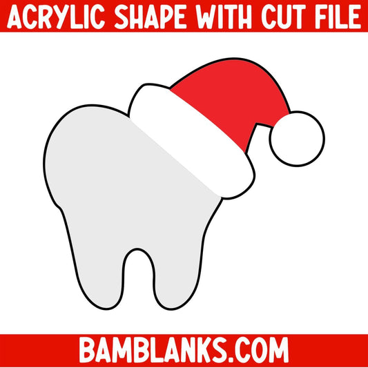 Tooth Santa Hat - Acrylic Shape #1071