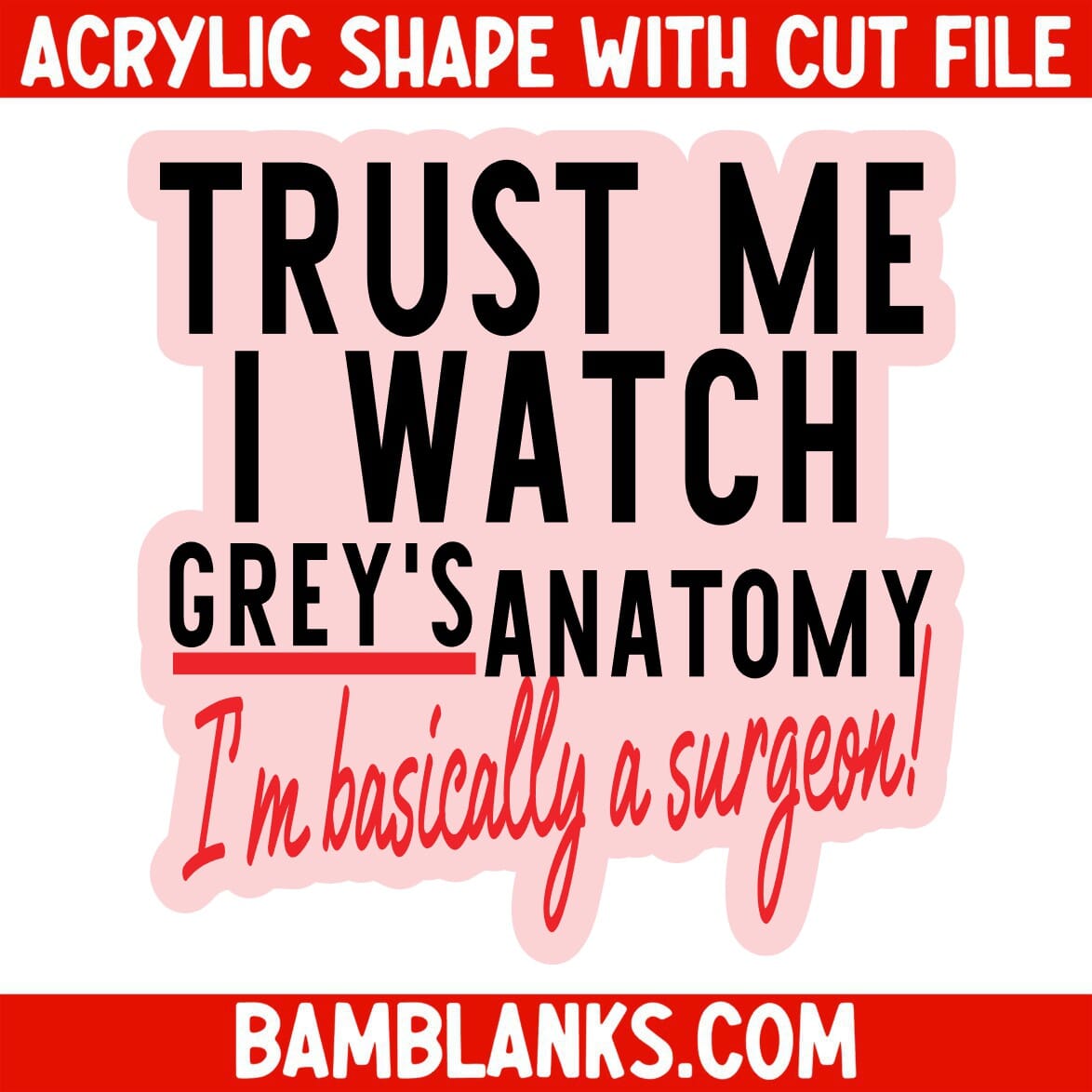 Trust Me I Watch Greys - Acrylic Shape #1211