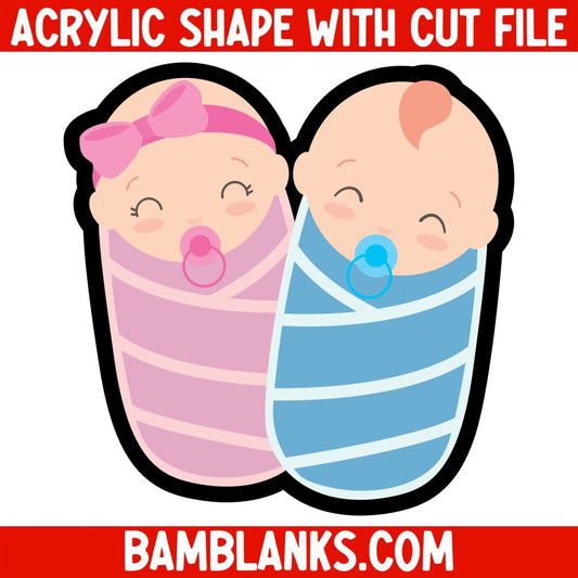 Two Babies Swaddled - Acrylic Shape #2010