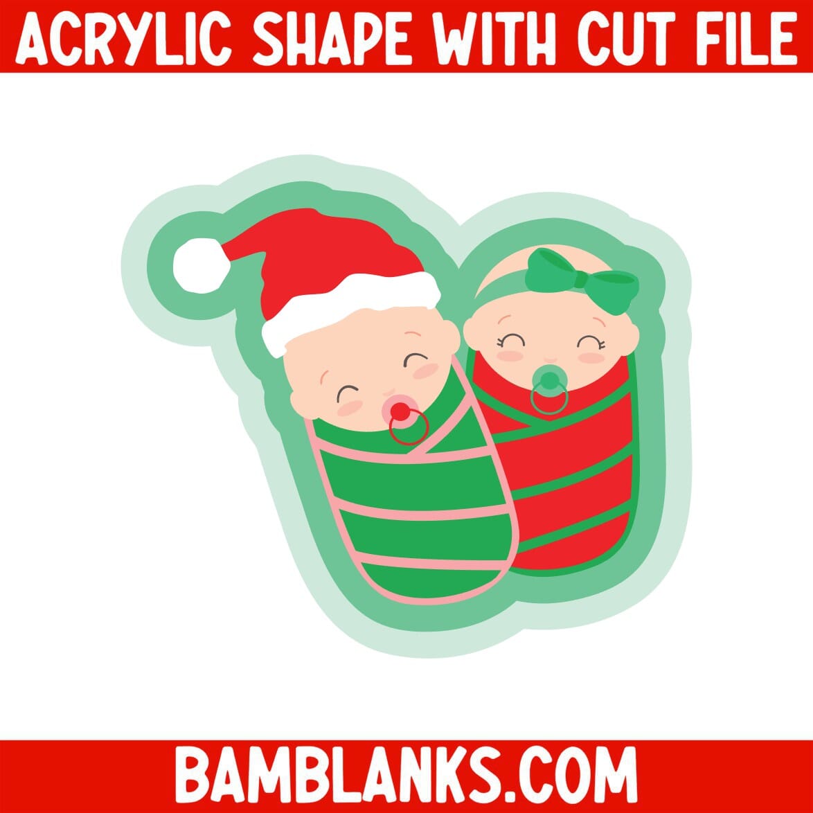 Two Christmas Babies Swaddled - Acrylic Shape #2252