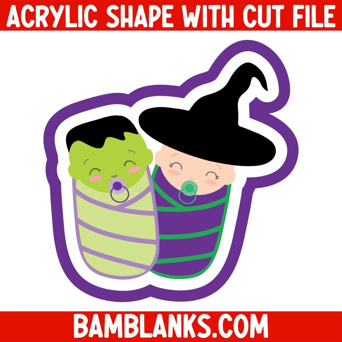 Two Halloween Babies Swaddled - Acrylic Shape #2250