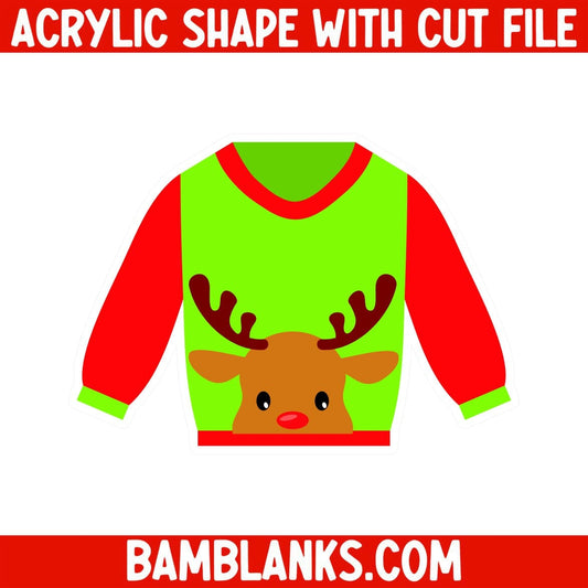 Ugly Christmas Sweater - Acrylic Shape #528
