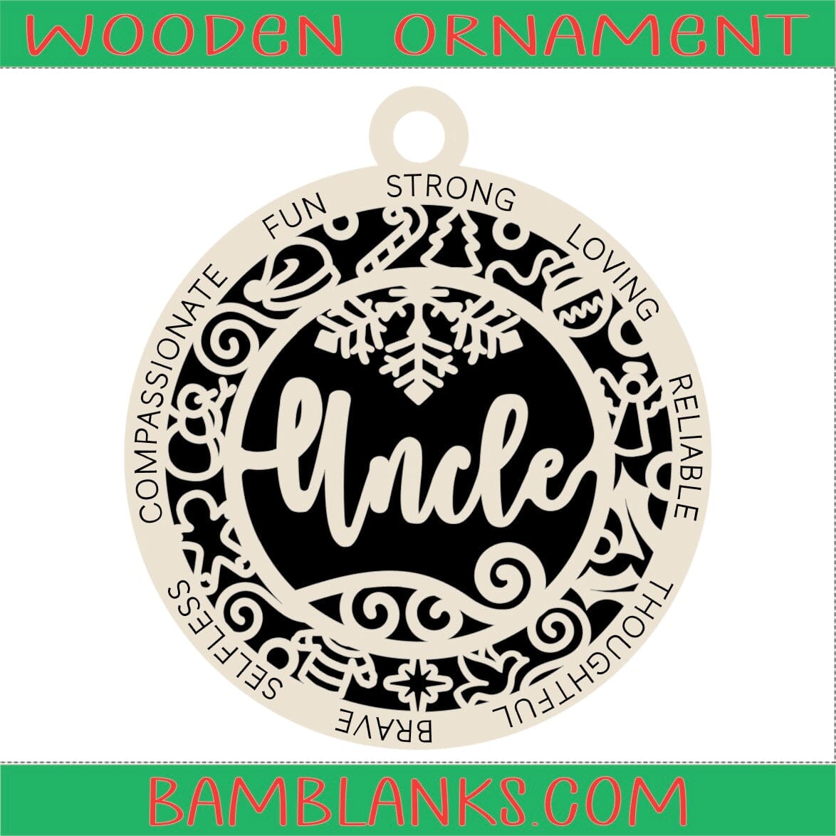 Uncle - Wood Ornament #W133