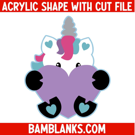 Unicorn with Heart - Acrylic Shape #1116